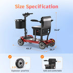 EAGLOG Light Weight 4 Wheels Mobility Scooter for Seniors, Electric Folding Wheelchair Device for Travel, Black