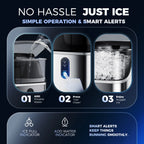 Simzlife Nugget Ice Maker Countertops, 35.9 lb per Day Portable Pebble Ice Machine, Crushed Sonic Ice Maker with Soft Chewable Ice for Home, Party, RV, Camping, Stainless Steel Silver