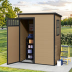Modfusion 4.62.66.3 Ft Resin Storage Shed with Window, Floor, Plastic Roof, Storage Cabinets for Brooms Vacuum Cleaners Fits 65 to 68 in, Winter Gear Box, Black