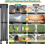 COBIZI 10x20 Heavy Duty Pop up Canopy Tent with 6 sidewalls Easy Up Commercial Outdoor Canopy Wedding Party Tents for Parties All Season Wind & Waterproof Gazebo with Roller Bag,Black(Frame Thickened)