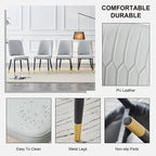 Contemporary Set of 4 Faux Leather Dining Chairs with Cushioned Backrests and Metal Legs – Ideal for Dining Rooms, Living Rooms, and Bedrooms