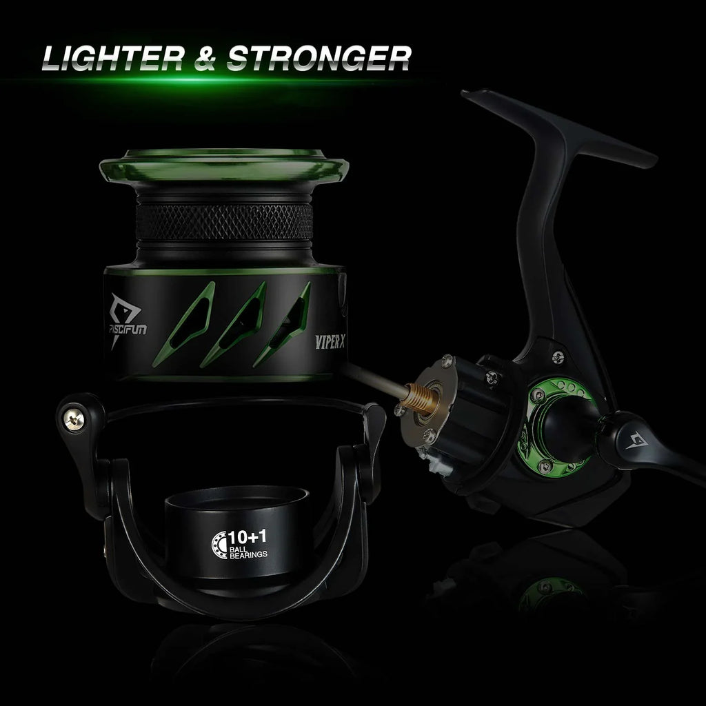 Piscifun Viper X Ice Fishing Reel, Gear Ratio 5.2:1 High Speed Spinning Fishing Reel Size 500 1000 | 500 / Folding Handle / Green