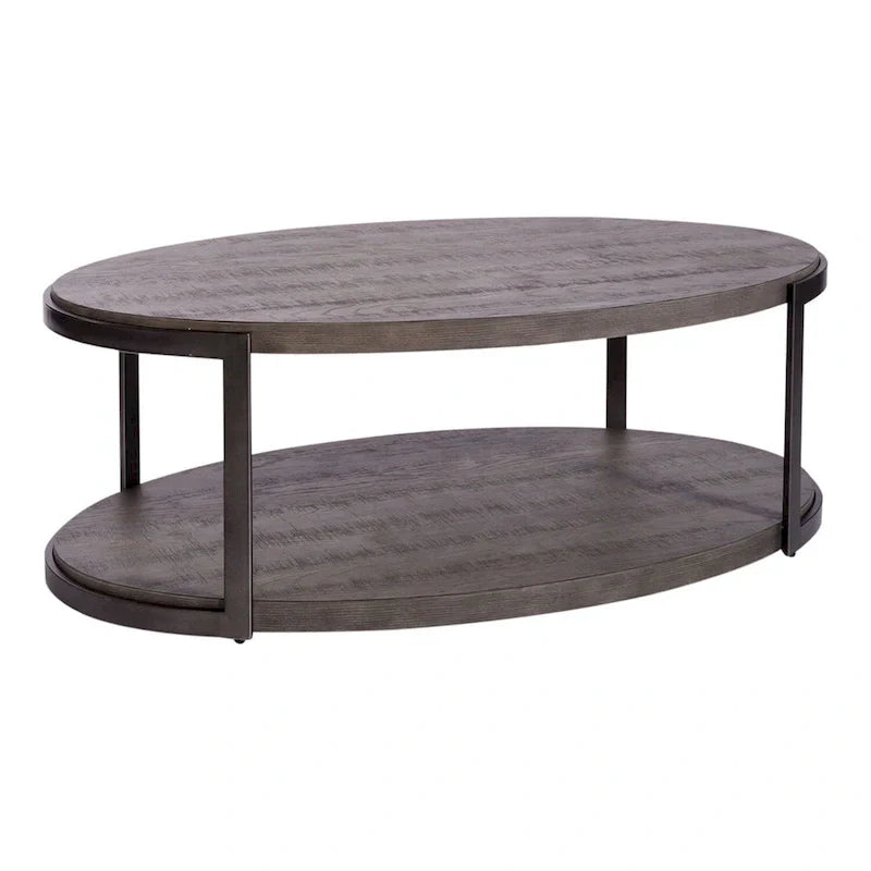 Contemporary Gauntlet Gray Oval Coffee Table