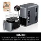 Ninja Doublestack XL 2 - Basket Air Fryer, Doublestack Technology Cooks 4 Foods at Once, Space Saving Design, 10 QT, 4 - in - 1, Smart Finish & Match Cook, SL400
