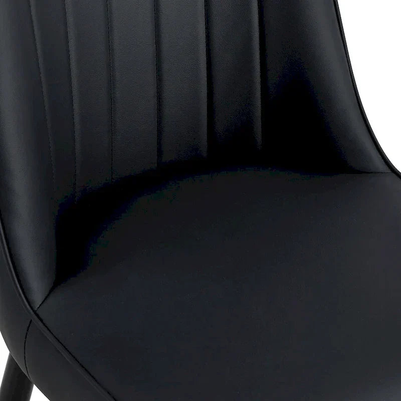 Contemporary Set of 4 Faux Leather Dining Chairs with Cushioned Backrests and Metal Legs – Ideal for Dining Rooms, Living Rooms, and Bedrooms