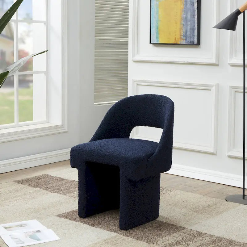 Modern Elegant Boucle Upholstered Accent Chair with MDF Wood Frame for Home Office, Living Room, and Bedroom