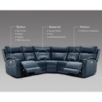 104" 3-Color Genuine Leather Power Reclining Sectional Sofa with Zero Gravity Feature, USB & USB-C Ports, and 2 Stationary Armless Chairs
