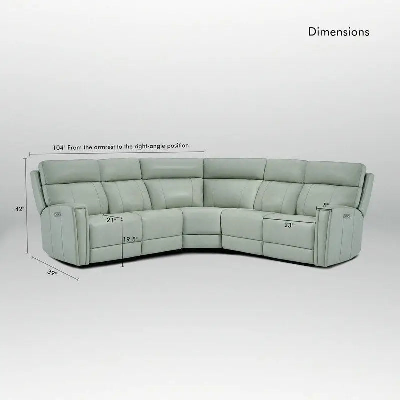 104" 3-Color Genuine Leather Power Reclining Sectional Sofa with Zero Gravity Feature, USB & USB-C Ports, and 2 Stationary Armless Chairs