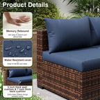 ELPOSUN Patio Furniture Set, Outdoor Patio Furniture Wicker Furniture Couch Set, 5 Pieces Outdoor Sectional Sofa, Patio Furniture Set, Outdoor Patio Set for Balcony Furniture (Grey)