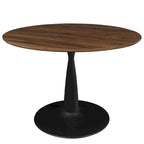Round Walnut Finish Dining Table