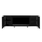 Contemporary Black 68.1" TV Stand with Fireplace and 2 Spacious Cabinets for TVs Up to 78"