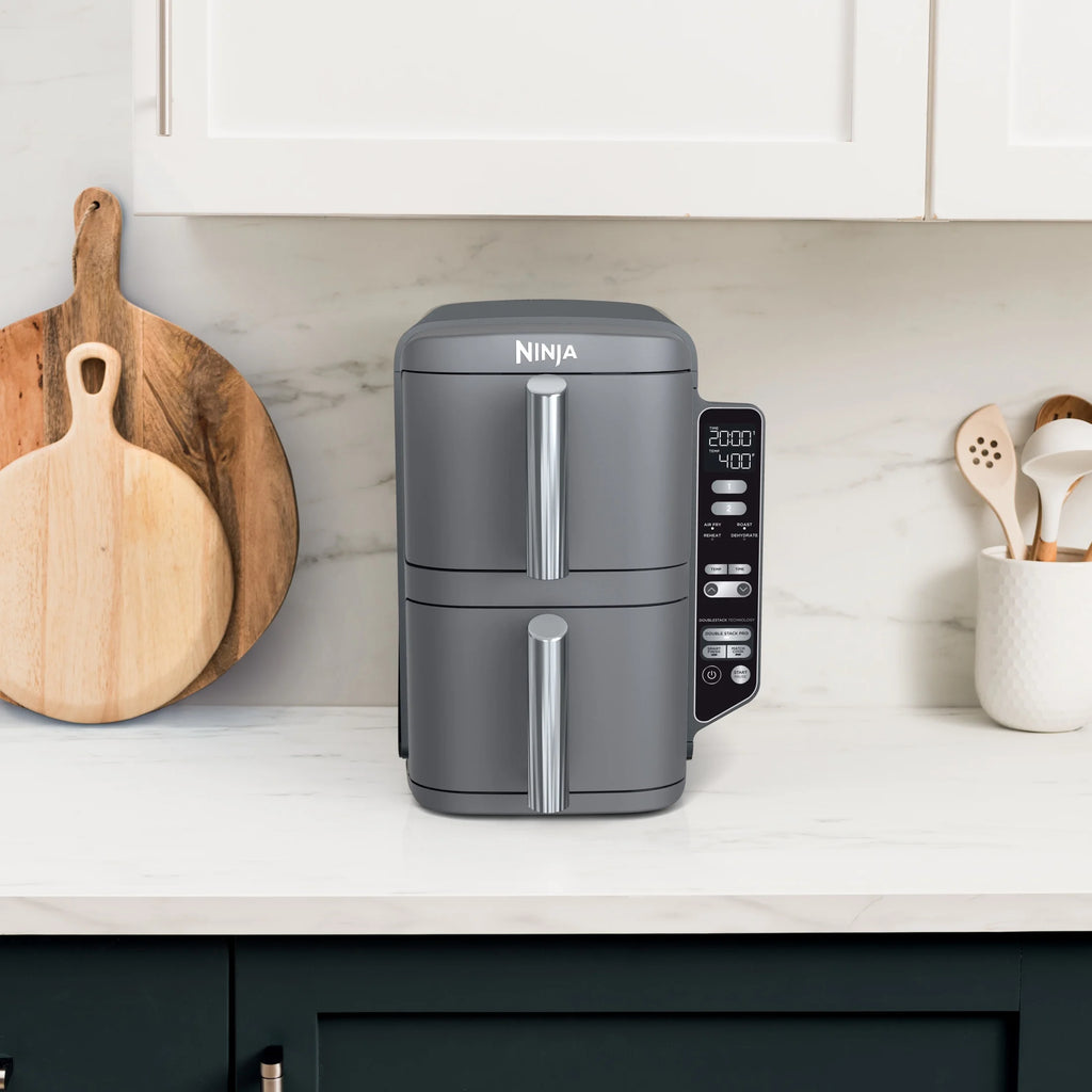 Ninja Doublestack XL 2 - Basket Air Fryer, Doublestack Technology Cooks 4 Foods at Once, Space Saving Design, 10 QT, 4 - in - 1, Smart Finish & Match Cook, SL400