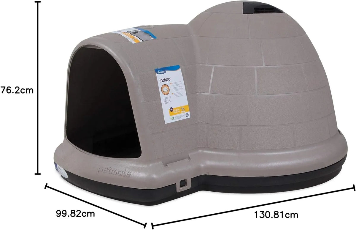 Petmate Indigo Dog House (Igloo Dog House. Made in USA with 90% Recycled Materials. All-Weather Protection Pet