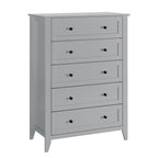 Homhougo Dresser for Bedroom Black with 5 Drawers, Tall Wood Organizer Storage Cabinet with Round Handle, Drawer Dresser for Closet, Living Room, Hallway, Nursery, Kids Bedroom