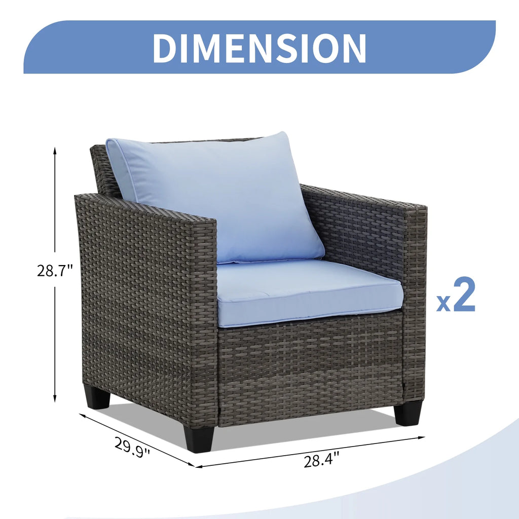 Ainfox 7 Pcs Outdoor Patio Furniture Sofa Set on Sale, Grey Rattan Grey Cushion