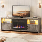 71-Inch TV Stand for 75-Inch TVs with LED Fireplace and Storage Cabinet