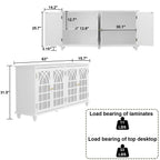 Timechee Buffet Sideboard Accent Table, Console Table Storage Cabinet with Mirror Doors, White