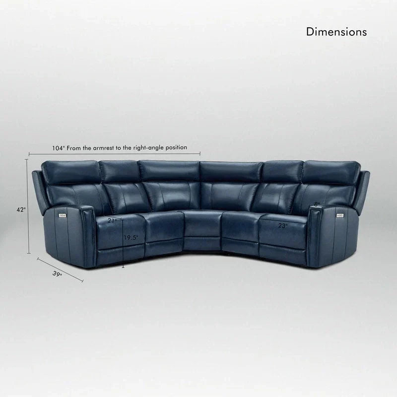 104" 3-Color Genuine Leather Power Reclining Sectional Sofa with Zero Gravity Feature, USB & USB-C Ports, and 2 Stationary Armless Chairs