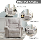 CANMOV Leather Recliner Chair, Classic and Traditional Manual Recliner Chair with Comfortable Arms and Back Single Sofa for Living Room, Nut Brown