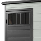 Modfusion 4.62.66.3 Ft Resin Storage Shed with Window, Floor, Plastic Roof, Storage Cabinets for Brooms Vacuum Cleaners Fits 65 to 68 in, Winter Gear Box, Black