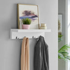 Danya B. Wall-Mounted Coat Rack with Decorative Ledge Shelf and Hooks for Entryway