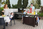 Unity XL Portable Outdoor Table and Storage Cabinet with Accessory Hooks. Espresso Brown