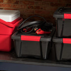 12 Quart Stack & Pull Box, Black & Red, Set of 6