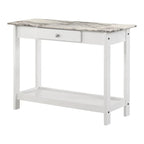 Denhour DH BASIC 4-Piece Open-Shelf Coffee Table Set with Drawer in Transitional Rubberwood