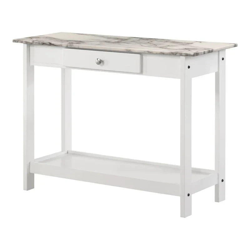 Denhour DH BASIC 4-Piece Open-Shelf Coffee Table Set with Drawer in Transitional Rubberwood