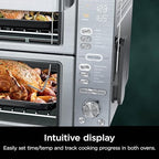 Ninja Countertop Oven Double Stack XL & Air Fryer with Pro Cook System, 12 in 1, Flexdoor, FlavorSeal, SMART FINISH with DualZone Technology, Air Fryer, Bake, Broil, Reheat, Stainless Steel, DCT651
