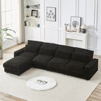 126W Large L-Shaped Corduroy Sofa with USB Charging Port