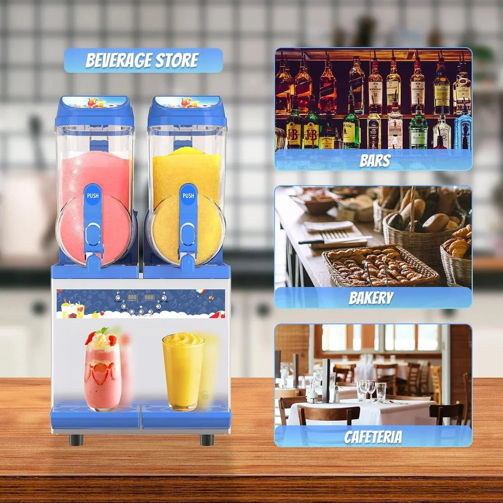 Commercial Slushy Machine - 1000W 30L Tanks Slush Maker Machine 304 Stainless Steel Commercial Margarita Machines Efficient Cooling the Ideal Slushie Maker for Bars Cafes Restaurants