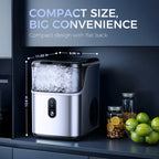 Simzlife Nugget Ice Maker Countertops, 35.9 lb per Day Portable Pebble Ice Machine, Crushed Sonic Ice Maker with Soft Chewable Ice for Home, Party, RV, Camping, Stainless Steel Silver
