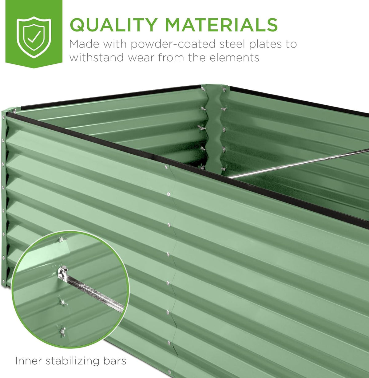 Gloaa 6x3x2ft Outdoor Metal Raised Garden Bed, Deep Root Box Planter for Vegetables, Flowers, Herbs, and Succulents W/ 269 Gallon Capacitysage Green