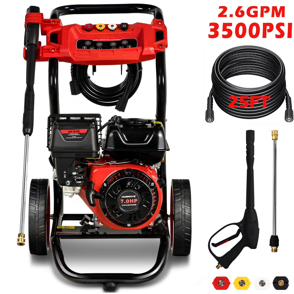 Pressure Washer Gas Powered, 3500PSI High Pressure Power Washer W/7.0HP Aluminum Pump, 210CC Powerful Engine, Maximum Spray 32.8FT, 4 Nozzles