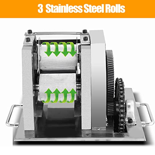 110V Electric Sugar Cane Press Juicer Machine, 800W Stainless Steel Desktop Sugarcane Juicing Crusher Extractor, with 3 Rollers for Home and Commercial