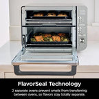 Ninja Countertop Oven Double Stack XL & Air Fryer with Pro Cook System, 12 in 1, Flexdoor, FlavorSeal, SMART FINISH with DualZone Technology, Air Fryer, Bake, Broil, Reheat, Stainless Steel, DCT651