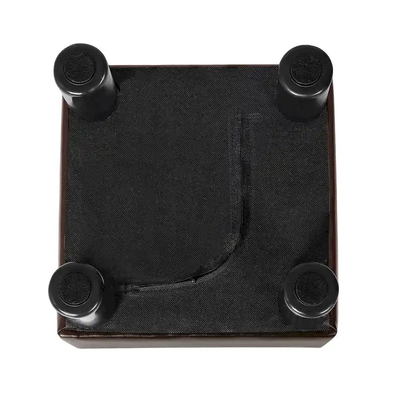 Square Footrest Stool with Upholstered Seat and Wooden Legs