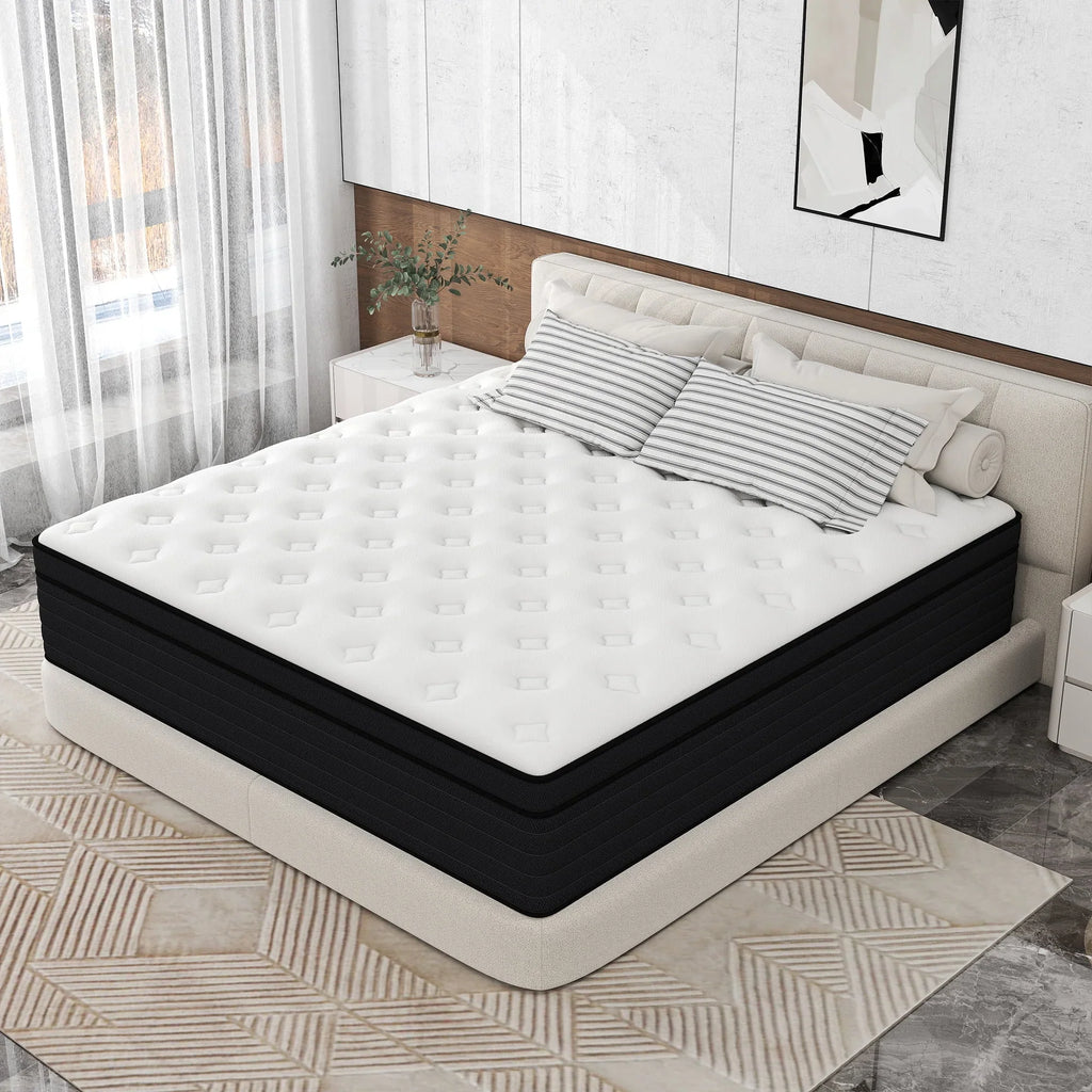 CICIMLU 12 inch Queen Mattress,Gel Memory Foam & Spring Hybrid Medium Comfort Mattress in a Box,CertiPUR-US