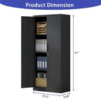 Steel Tool Storage Cabinet with Doors and 3 Shelves - Metal Garage Organizer