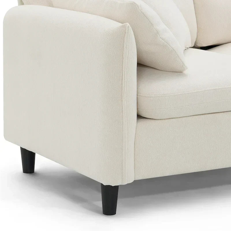 110-Inch L-Shaped 5-Seater Sectional Sofa with Removable Ottoman, Cloud Chenille Fabric, and 5 Cushions