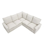 Linen Upholstered Power Recliner L-Shaped Sectional Sofa with USB Port - Soft Home Theater Seating for Living Room