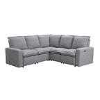 Linen Upholstered Power Recliner L-Shaped Sectional Sofa with USB Port - Soft Home Theater Seating for Living Room