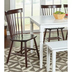 Set of 2 Spindle Back Dining Chairs Solid Rubberwood Farmhouse Style