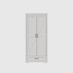 YouTrend 69" Tall Kitchen Pantry,Farmhouse Storage Cabinet with 2 Barn Doors 4 Adjustable Shelves and Large Drawer for Dining Room,Living Room,Bathroom,White