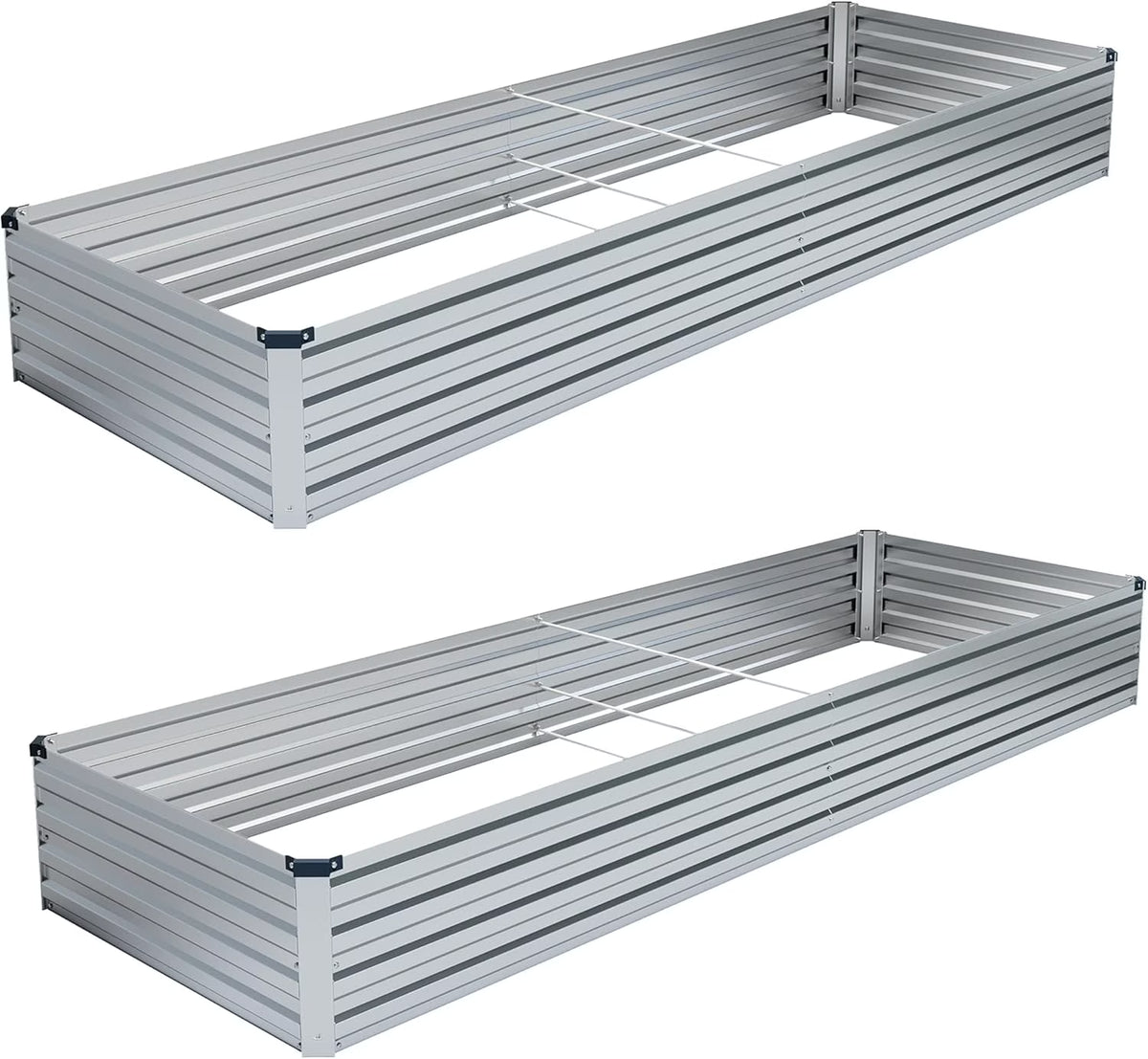 2PCS 12x4x1ft Galvanized Raised Garden Bed Kit, Vegetable Boxes - Rectangle Metal Flower Box, Large Planter Raised Beds Outdoor Garden for Planting, Fruit, Herb - Black