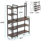 43-Inch Kitchen Bakers Rack with Microwave Stand - 5-Tier Utility Storage Shelf and 10 Hooks for Kitchen and Living Room