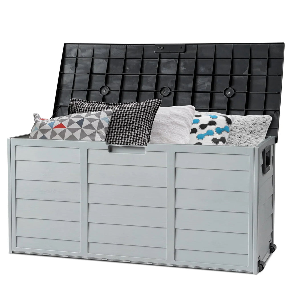 Ktaxon 75gal Outdoor Garden Plastic Storage Deck Box Chest Tools Cushions Toys Black