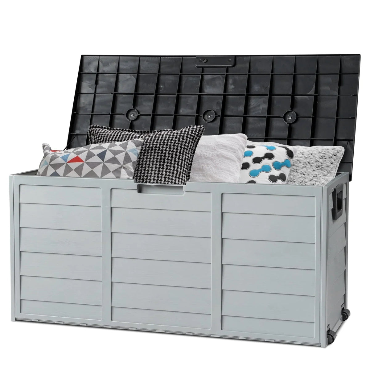 Ktaxon 75gal Outdoor Garden Plastic Storage Deck Box Chest Tools Cushions Toys Black