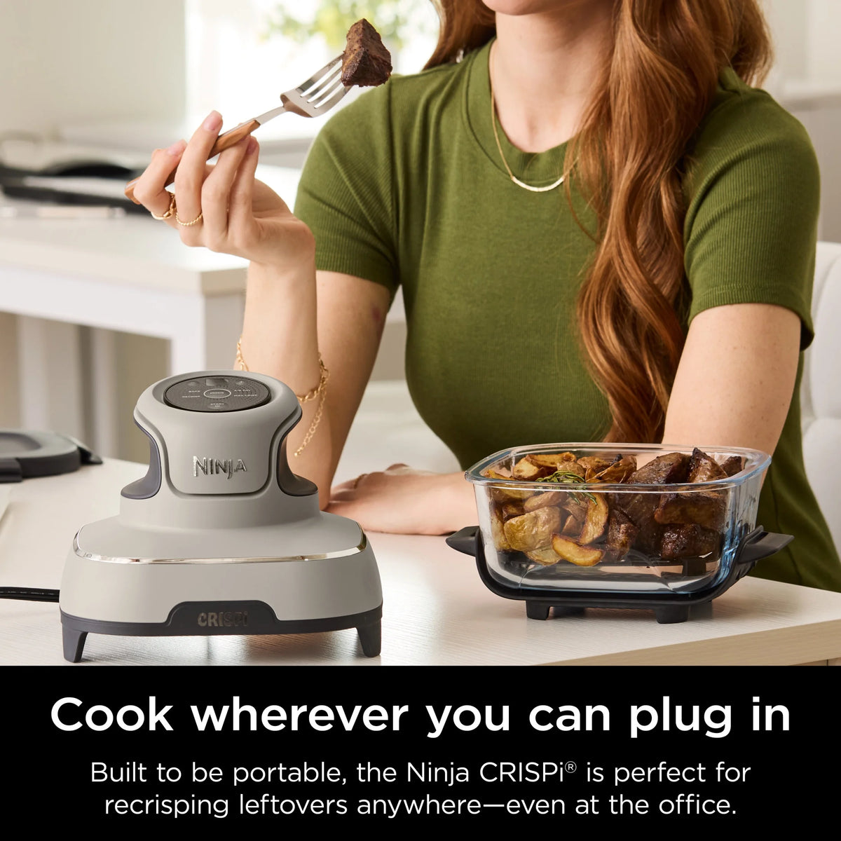 Ninja Crispi 4 - in - 1 Portable Glass Air Fryer Cooking System, 4 - Qt & 6 - Cup Containers, Cyberspace